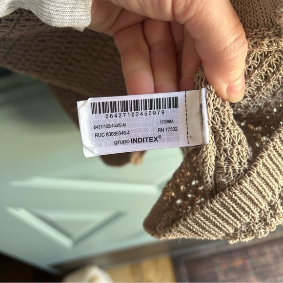 Zara Knit Polo Collared Oversized Cardigan Short Sleeve Button Up Lightweight M - Picture 13 of 14